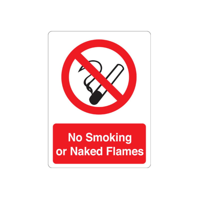 Buy No Smoking Or Naked Flames Stickers 75x100mm Labels Online