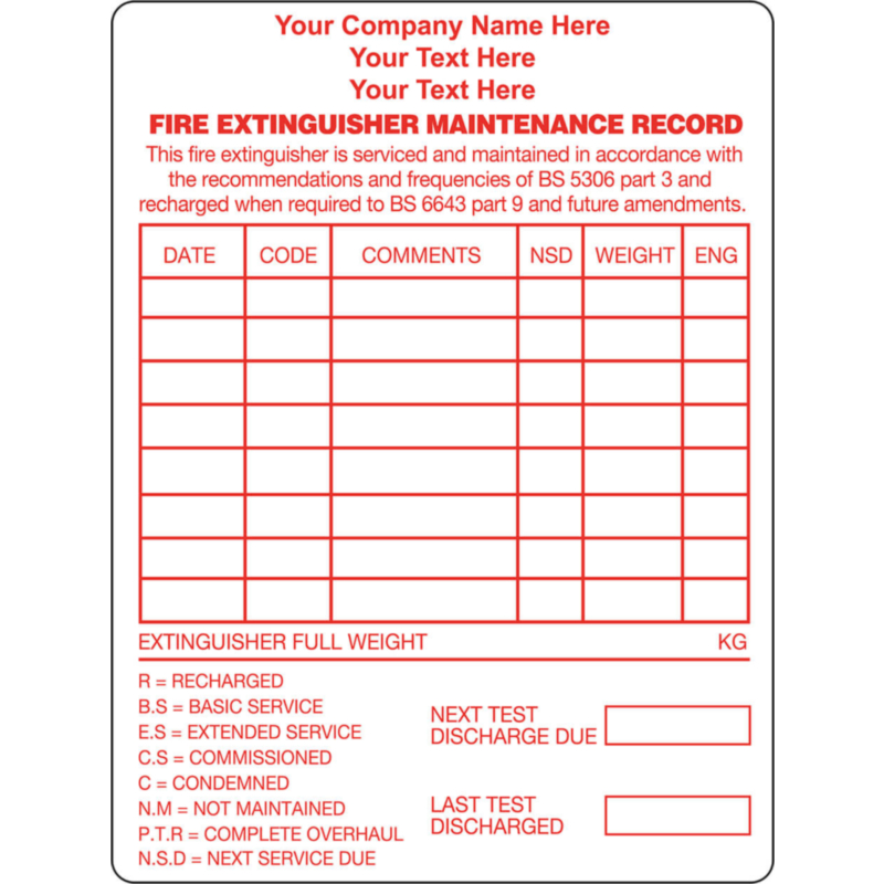 Personalised Fire Extinguisher Service Labels 75x100mm | Labels Online