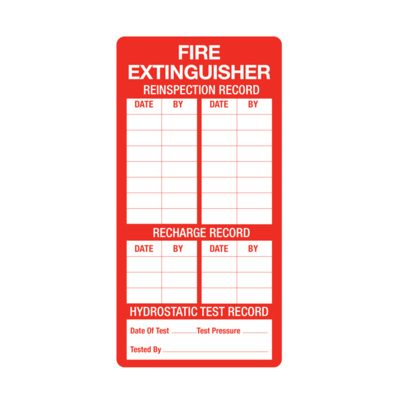 Fire Extinguisher Reinspection Labels 50x100mm 