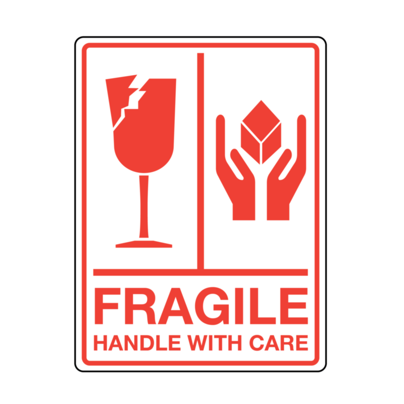 Fragile Handle With Care Labels 75x100mm | Labels Online