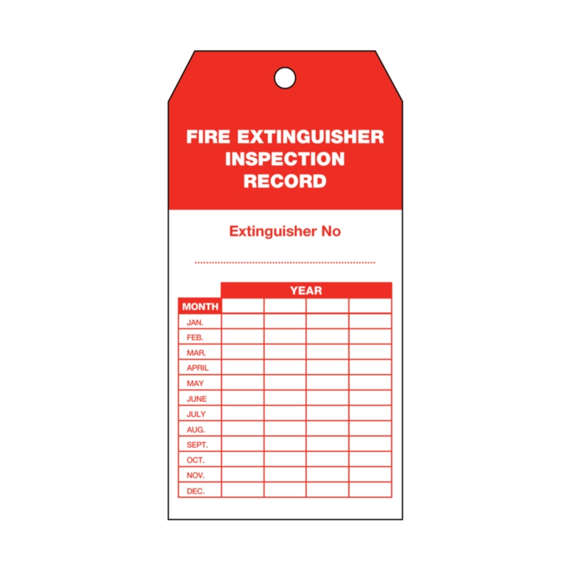 Fire Extinguisher Inspection Record Tags 134x67mm | Labels Online