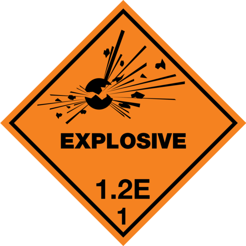 Explosive 1.2E Placard Labels 250x250mm | Labels Online