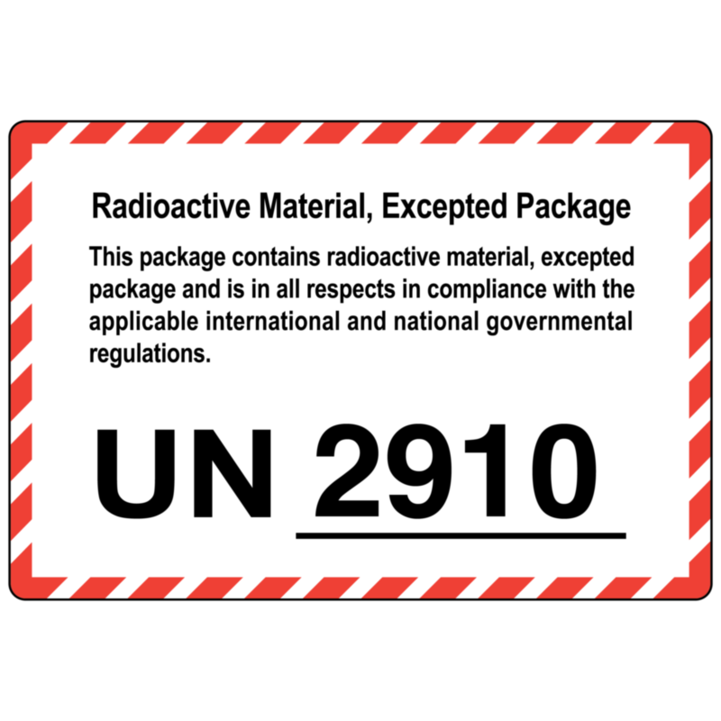 Radioactive Material Excepted Package UN 2910 Labels 110x75mm Labels