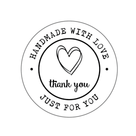 Handmade with Love Just For You Stickers 30mm | Labels Online