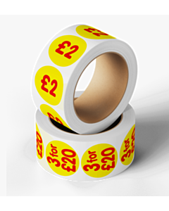 Yellow 30mm Pre-Printed Price Stickers