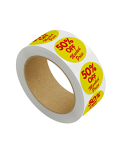 Yellow 50% Off Marked Price Stickers