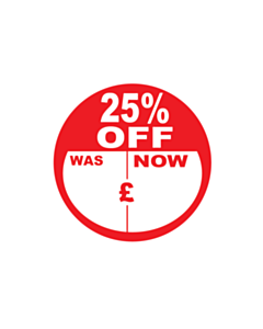 25% Off Was / Now Stickers