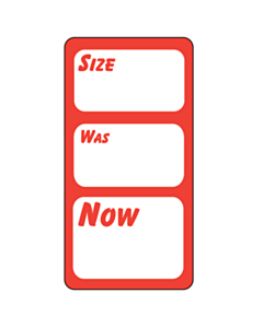 Size Was / Now Stickers 33x63mm