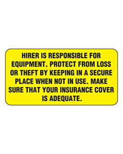 Hirer is Responsible Labels