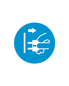 Disconnect Mains Plug From Electrical Outlet Labels 25mm