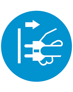 Disconnect Mains Plug from Electrical Outlet Labels 100mm