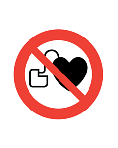 No Access for People with Active Implanted Cardiac Devices Labels 100mm