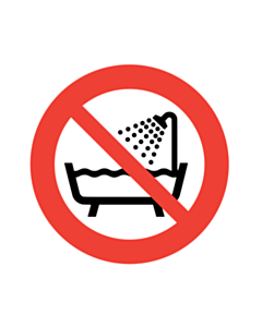 Do Not Use Device in Bathtub, Shower or Water-filled Reservoir Labels 100mm