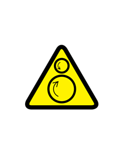 Counter-Rotating Rollers Warning Labels 25x25mm