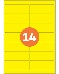 A4 Label Sheets 14 Labels Per Sheet 99x38mm Yellow Permanent