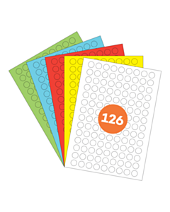 A4 Label Sheets 126 Labels Per Sheet 16mm Diameter