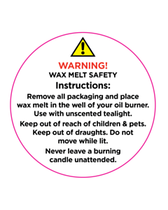 Wax Melt Warning Labels 50mm