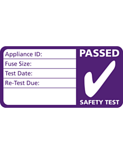 3rd Edition Purple Passed PAT Test Labels 50x25mm