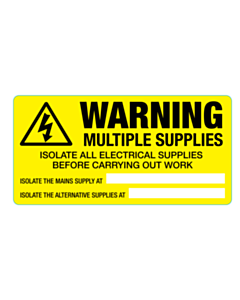 Warning Multiple Supplies Labels 100x50mm