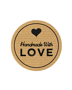 Kraft Handmade with Love Heart Stickers 30mm