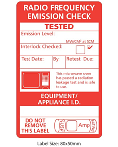 Microwave Emission Test Labels 50x80mm