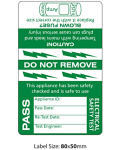 PAT Test Cable Wrap Label 50x80mm