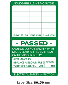 PAT Test Pass Cable Wrap Label 50x80mm