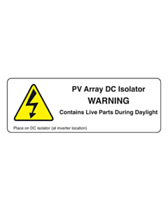 PV Array DC Isolator Labels 94x33mm