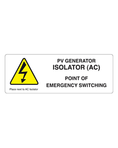 PV Generator Isolator Labels 132x47mm