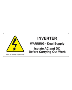 PV Inverter Dual Supply Warning Labels 132x47mm