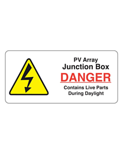 PV Array Junction Box Labels 75x35mm