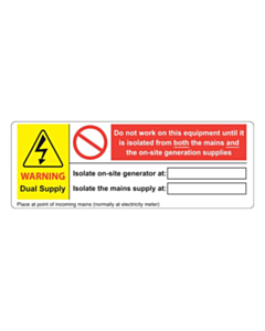 PV Dual Supply Electricity Meter Labels 132x47mm