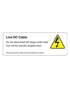Live DC Cable Isolator to Inverter Labels 94x33mm