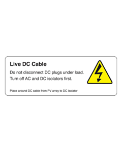 Live DC Cable Array to Isolator Labels 94x33mm