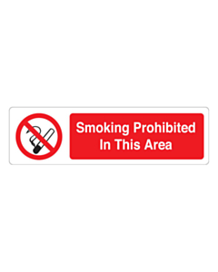 Smoking Is Prohibited In This Area Labels (150x43mm)