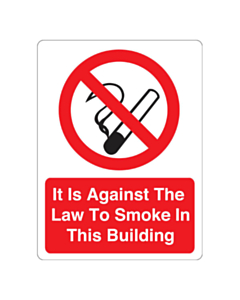 It Is Against The Law To Smoke In This Building Stickers 75x100mm