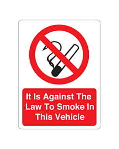 It Is Against The Law To Smoke In This Vehicle Stickers 75x100mm
