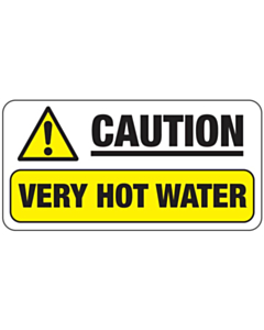 Caution Very Hot Water Labels (50x25mm)