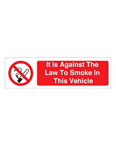 It Is Against The Law To Smoke In This Vehicle Stickers 150x43mm