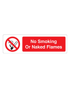 No Smoking Or Naked Flames Stickers 150x43mm