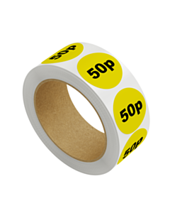 50p Price Labels 40mm Permanent