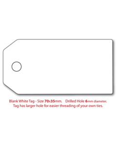 Blank White Swing Tags 70x35mm (6mm Hole)