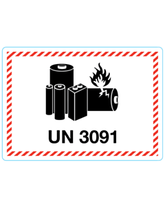 UN 3091 Lithium Battery Labels 105x74mm