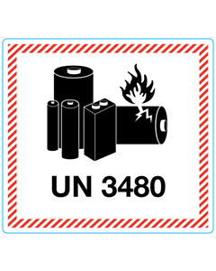 UN 3480 Lithium Battery Labels 120x110mm