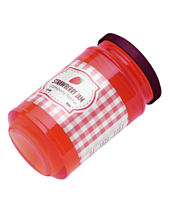 Personalised Gingham 250g Strawberry Jam Jar Wraparound Labels 195x50mm