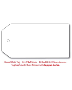 Blank White Swing Tags 70x35mm (2.5mm Hole)