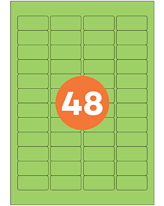 A4 Label Sheets 48 Labels Per Sheet 46x21mm Green Permanent