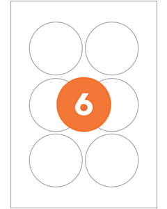 A4 Label Sheets 6 Labels Per Sheet 76mm Diameter White Permanent