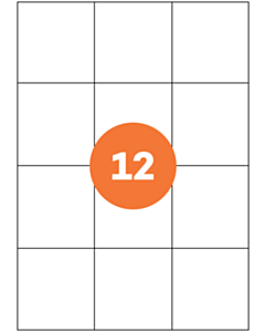 A4 Sheet Labels 12 Labels Per Sheet 70x74mm White Permanent
