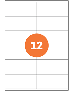 A4 Sheet Labels 12 Labels Per Sheet 105x48mm White Permanent